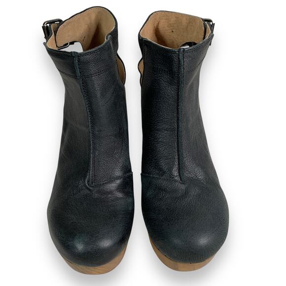 Free People Clogs Sz 37 US 6.5 7 Amber Orchard Clog Wood Platform Leather Black - Picture 5 of 13